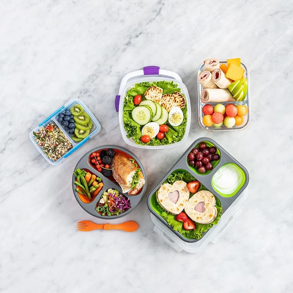 KSP Divided Glass 860ml Storage Container (Clear/White)