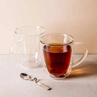 KSP Milano Double Wall Glass Mug - 310 ml, Set of 2