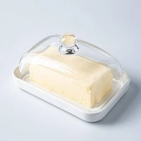 KSP Farm House Porcelain Butter Dish with Glass (White/Clear)