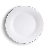 KSP Opal 'Banded' Glass Dinner Plate (White/Silver)