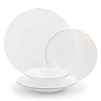 KSP Opal 'Banded' Glass Bowl (White/Gold)