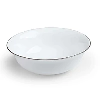 KSP Opal 'Banded' Glass Bowl (White/Silver)