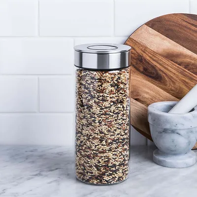 KSP Push Lock 1.3L 'Round' Glass and Steel Canister