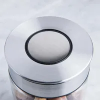 KSP Push Lock 1L 'Round' Glass and Steel Canister