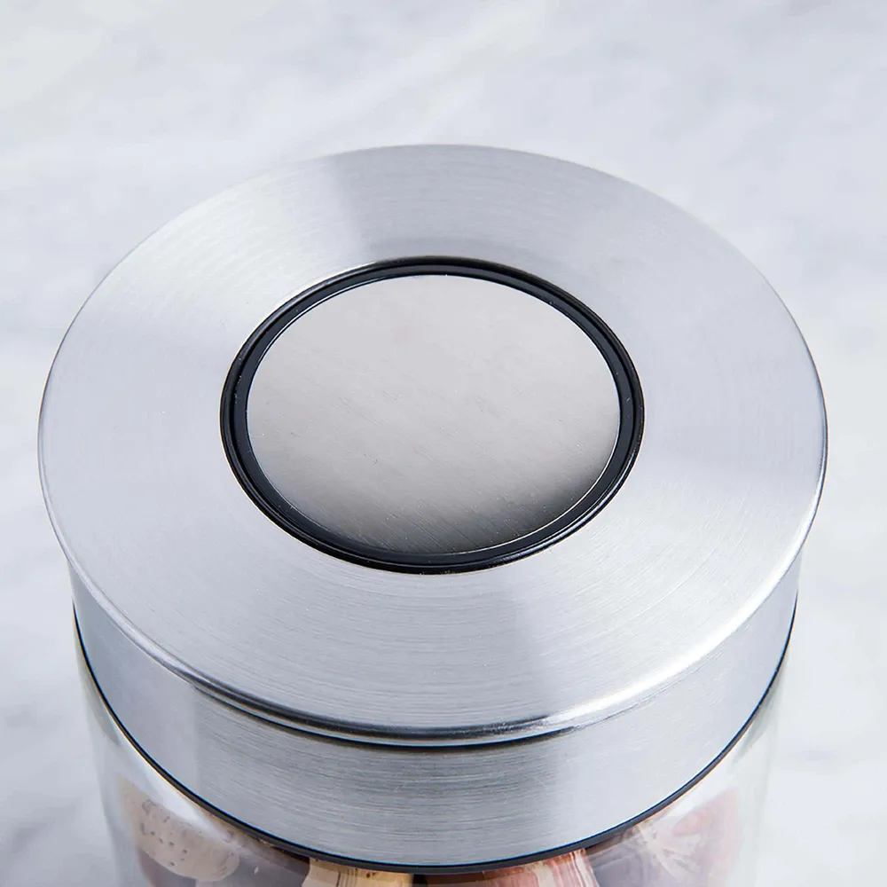 KSP Push Lock 400ml 'Round' Glass and Steel Canister