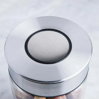 KSP Push Lock 400ml 'Round' Glass and Steel Canister