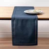 Harman Hemstitch Polyester Runner (Navy)
