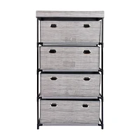 KSP Softstor '4-Drawer' Fabric Cabinet Linen Look (Grey) 55x30x100 cm
