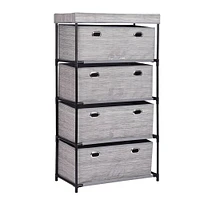 KSP Softstor '4-Drawer' Fabric Cabinet Linen Look (Grey) 55x30x100 cm