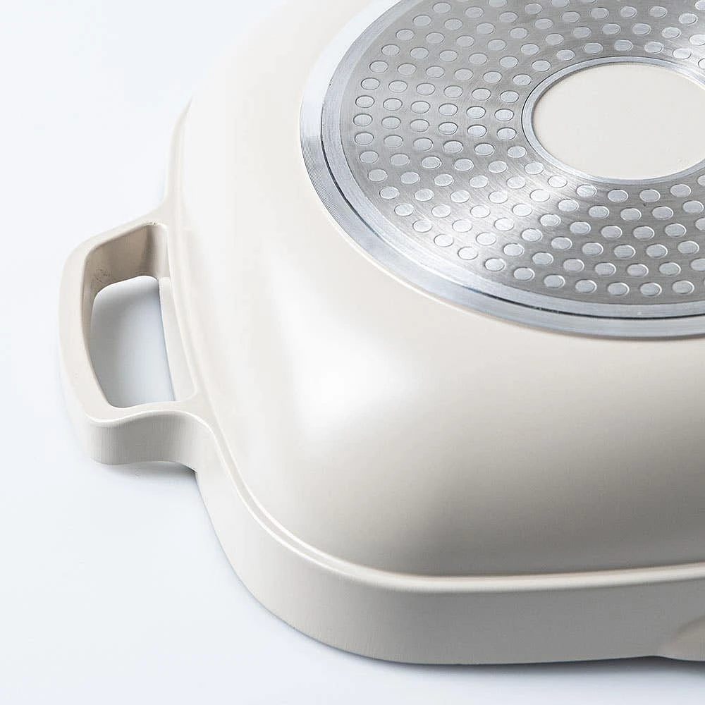 One-Pan Quadra Deep Fry Pan-W Steamer 10in 26 Cm / 3.7 L (Cream)