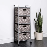 KSP Rollstor 4-Drawer Fabric Storage Cart (Grey) 41.5 x 31 x 113 cm