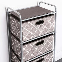 KSP Rollstor 4-Drawer Fabric Storage Cart (Grey) 41.5 x 31 x 113 cm