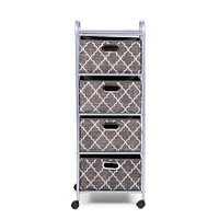 KSP Rollstor 4-Drawer Fabric Storage Cart (Grey) 41.5 x 31 x 113 cm