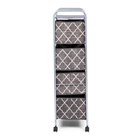 KSP Rollstor 4-Drawer Fabric Storage Cart (Grey) 41.5 x 31 x 113 cm