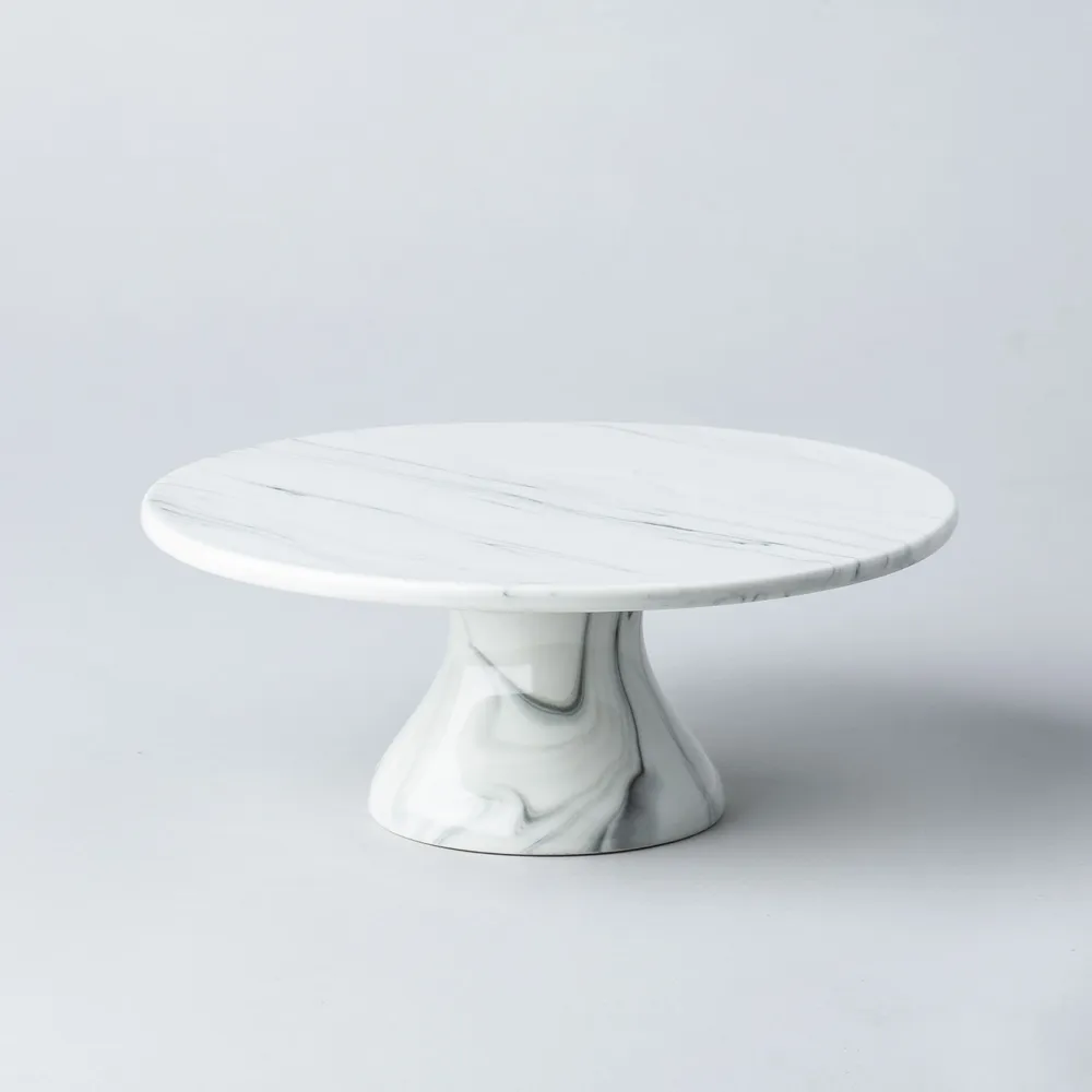 KSP Marble Porcelain Footed Cake Plate (White/Grey