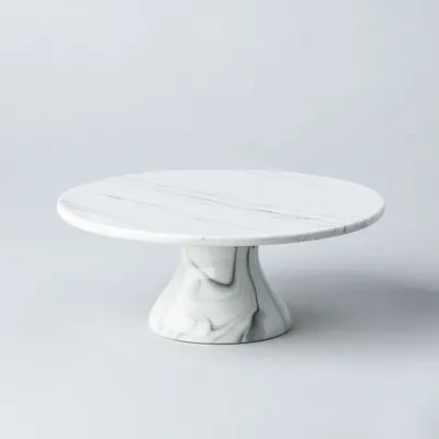 KSP Marble Porcelain Footed Cake Plate (White/Grey