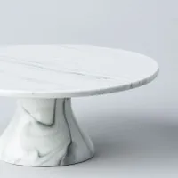 KSP Marble Porcelain Footed Cake Plate (White/Grey