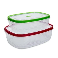 KSP Fresh Seal Rectangle Storage Container Set of 2 (Multi Colour)