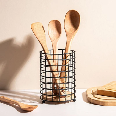 KSP Natura Bamboo & Wire Utensil Holder (Black/Natural)