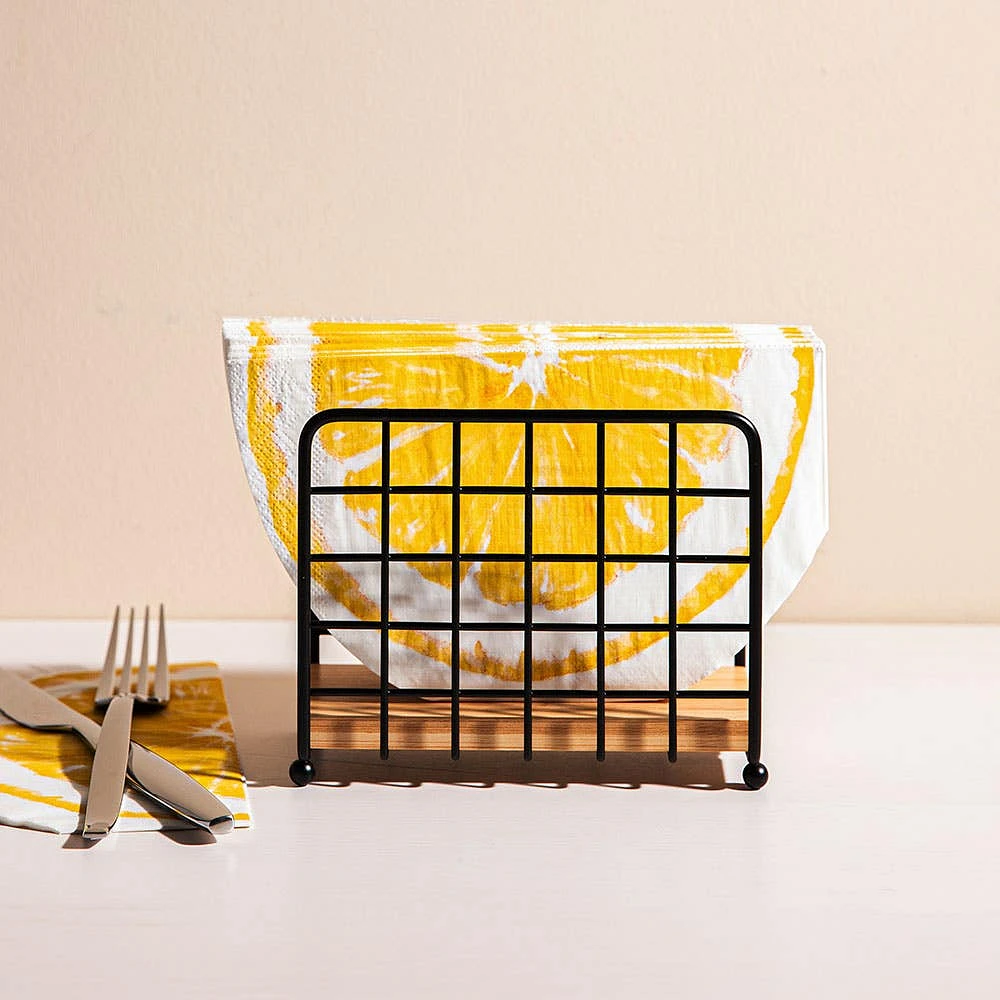 KSP Natura Bamboo & Wire Napkin Holder Verticle (Black/Natural)