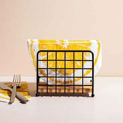 KSP Natura Bamboo & Wire Napkin Holder Verticle (Black/Natural)