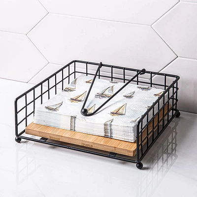 KSP Natura Bamboo & Wire Napkin Holder (Black/Natural)
