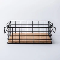KSP Natura 'Small' Bamboo & Wire Stackable Basket (Black/Natural)