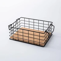 KSP Natura 'Small' Bamboo & Wire Stackable Basket (Black/Natural)