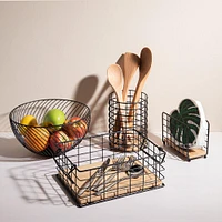KSP Natura 'Small' Bamboo & Wire Stackable Basket (Black/Natural)