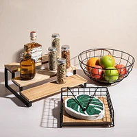 KSP Natura 'Small' Bamboo & Wire Stackable Basket (Black/Natural)