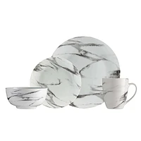 H2K 'Marble' Porcelain Dinnerware - Set of 16 (White)