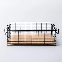 KSP Natura 'Large' Bamboo & Wire Stackable Basket (Black/Natural)