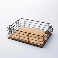 KSP Natura 'Large' Bamboo & Wire Stackable Basket (Black/Natural)