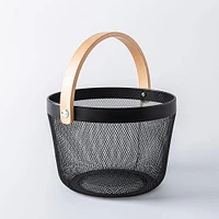 KSP Natura 'Round' Bamboo & Mesh Wire Basket (Black/Natural)