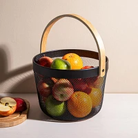 KSP Natura 'Round' Bamboo & Mesh Wire Basket (Black/Natural)
