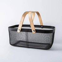 KSP Natura 'Rectangle' Bamboo & Mesh Wire Basket (Black/Natural)