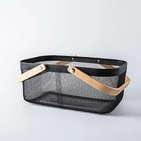 KSP Natura 'Rectangle' Bamboo & Mesh Wire Basket (Black/Natural)