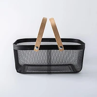 KSP Natura 'Rectangle' Bamboo & Mesh Wire Basket (Black/Natural)