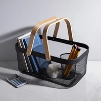 KSP Natura 'Rectangle' Bamboo & Mesh Wire Basket (Black/Natural)