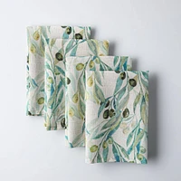 Harman Printed 'Mixed Olive' Linen Napkin - Set of 4 (Natural)