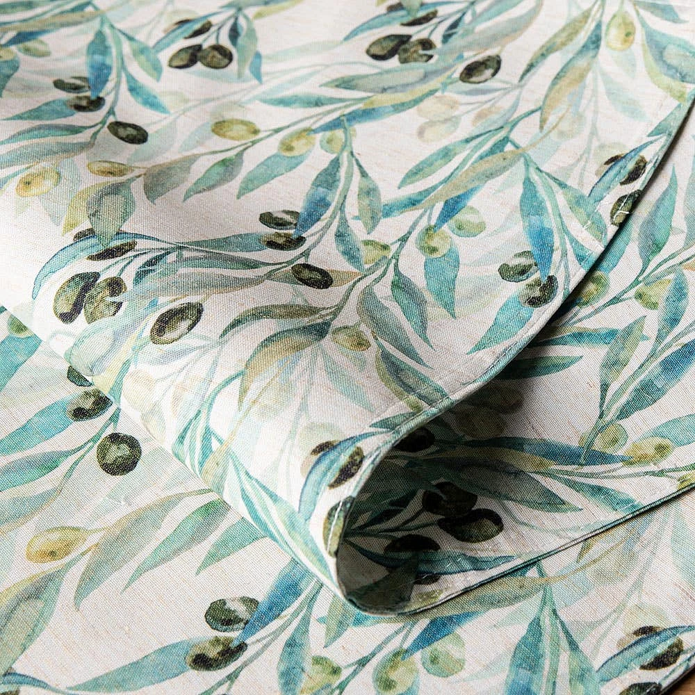 Harman Printed 'Mixed Olive' Linen Table Runner (Natural)