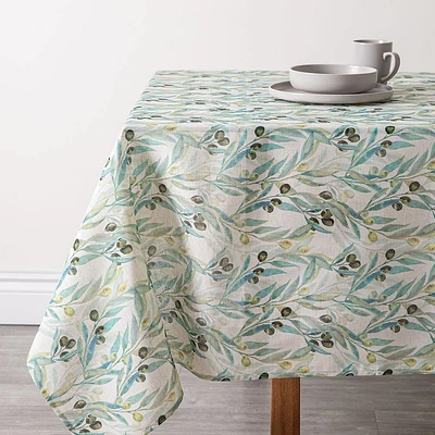 Harman Printed 'Mixed Olive' Linen Tablecloth (60x90")