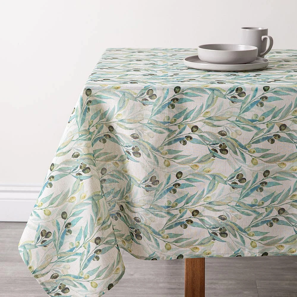 Harman Printed 'Mixed Olive' Linen Tablecloth (60x120")