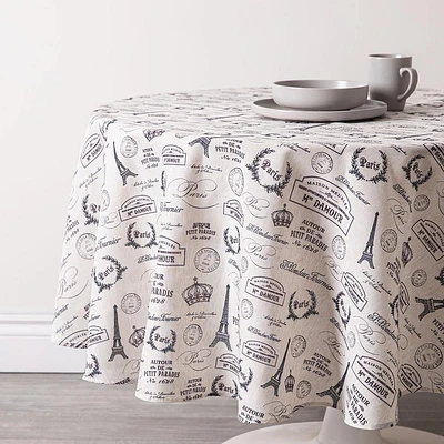 Harman Printed 'Paris Passport' Linen Tablecloth (70" dia.)