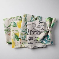 Harman Printed 'Succulent' Linen Napkin - Set of 4 (Multi Colour)