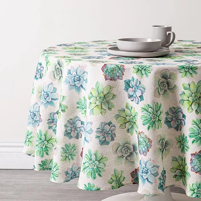 Harman Printed 'Succulent' Linen Tablecloth (70" dia.)