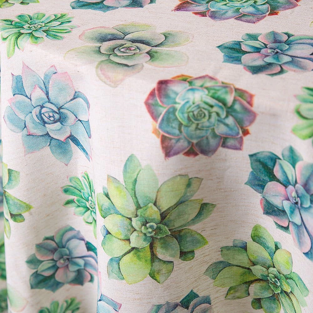 Harman Printed 'Succulent' Linen Tablecloth (70" dia.)