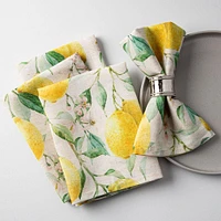 Harman Printed 'Fresh Lemon' Linen Napkin - Set of 4 (Multi Colour)