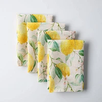 Harman Printed 'Fresh Lemon' Linen Napkin - Set of 4 (Multi Colour)