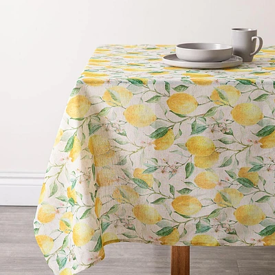 Harman Printed 'Fresh Lemon' Linen Tablecloth (60x120")
